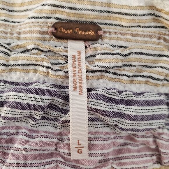 Free People High Tide Multistripe Shirt sz Large - Picture 9 of 10